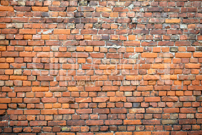 Red brick background.