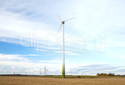 Wind turbine with motion blured blades.