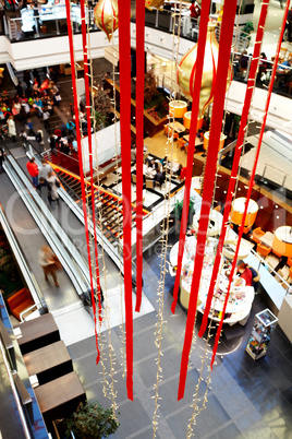 The New year's decoration of a shopping center.