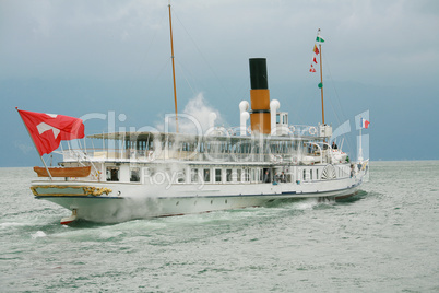 Passenger cruise in Pully of Lake of Geneva, Switzerland