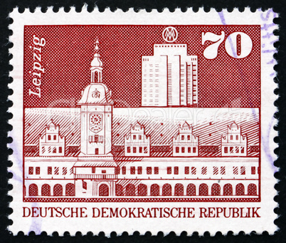 Postage stamp GDR 1973 Old Town Hall, Office Building, Leipzig