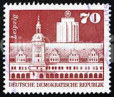 Postage stamp GDR 1973 Old Town Hall, Office Building, Leipzig