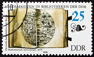 Postage stamp GDR 1990 Rudimentum Novitiorum, Book