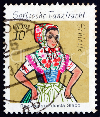 Postage stamp GDR 1971 Sorbian Dance Costume, Schleife