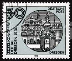 Postage stamp GDR 1988 Dresden Skyline