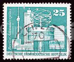 Postage stamp GDR 1973 World Clock, Alexander Square, Berlin