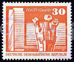 Postage stamp GDR 1973 Worker?s Memorial, Halle
