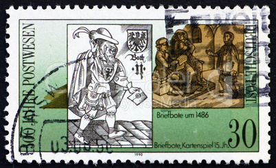 Postage stamp GDR 1988 15th Century Postman