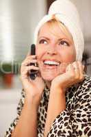 Attractive Caucasian Woman Talking on Cell Phone