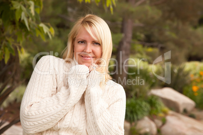 Attractive Blonde Caucasian Woman in the Park