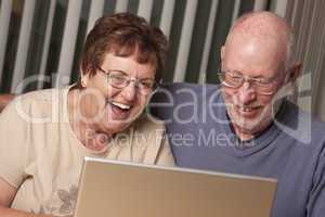 Smiling Senior Adult Couple Having Fun on the Computer