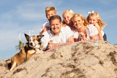 Happy Caucasian Family Portrait at the Beach