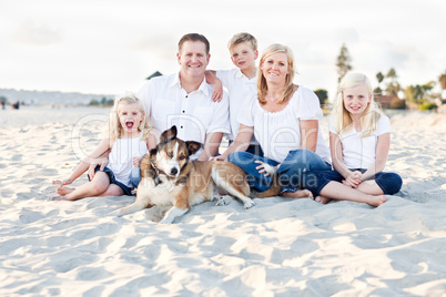 Happy Caucasian Family Portrait at the Beach