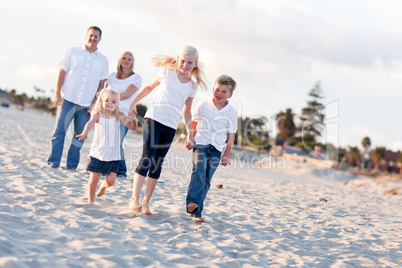 Adorable Caucasian Family on a Walk