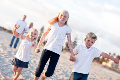 Adorable Caucasian Family on a Walk