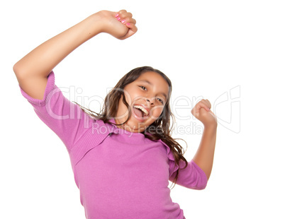 Happy Hispanic Girl Dancing Isolated