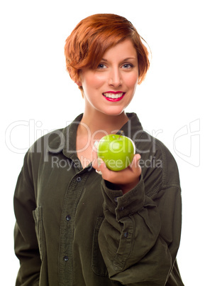 Pretty Young Woman Holding Green Apple