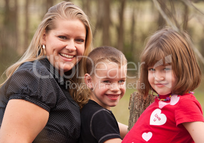 Mother and Children Portrait Outdoors