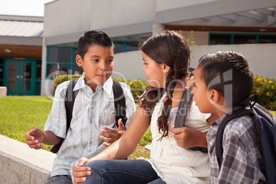 Cute Brothers and Sister Talking, Ready for School