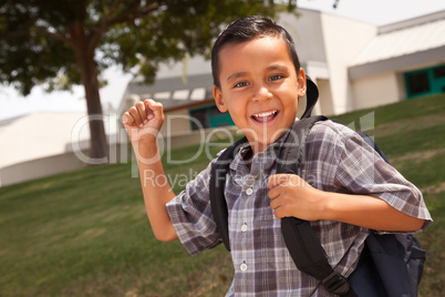 Happy Young Hispanic Boy Ready for School