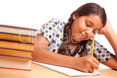 Pretty Hispanic Girl Studying