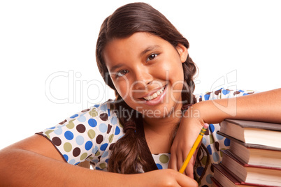 Pretty Smiling Hispanic Girl Studying