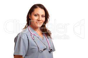Female Hispanic Doctor or Nurse on White