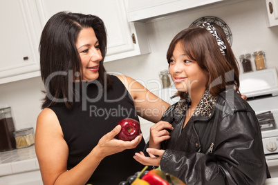 Pretty Hispanic Girl Ready for School with Mom