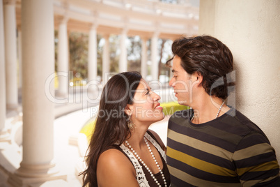 Happy Attractive Hispanic Couple At The Park