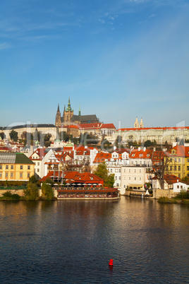 Overview of old Prague from Charles bridge side