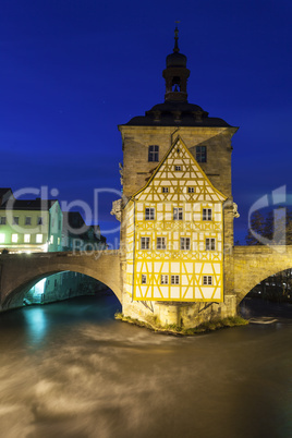 altes Rathaus in Bamberg, Deutschland in der Nacht