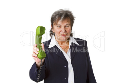 Seniorin am Telefon