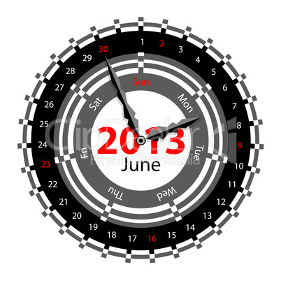 Creative idea of design of a Clock with circular calendar for 20