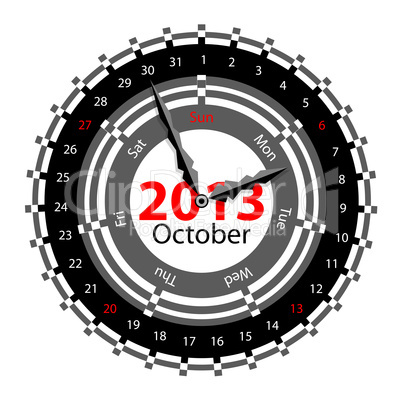 Creative idea of design of a Clock with circular calendar for 20