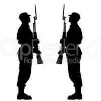 Silhouette soldiers during a military parade. Vector illustratio