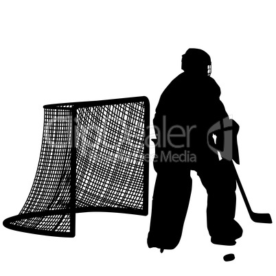 silhouettes of hockey player goalkeeper.