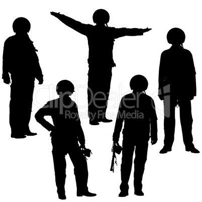 Vector illustration of military pilot silhouette. Isolated on wh