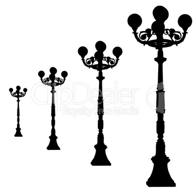 silhouettes vintage  streetlamp. Vector  illustrations.