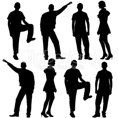 Vector illustration of fashion people silhouette. Isolated on wh