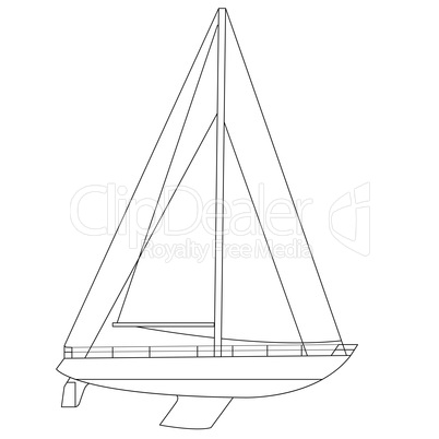 Sailing boat floating. Vector illustration.