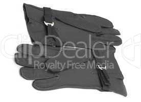 pair black of leather gloves isolated on white