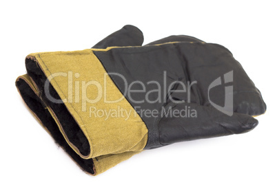 Pair of black men's leather gloves isolated on white.