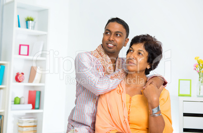 Indian family looking away