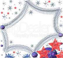 Festive scope from stars with snowflakes on a white background
