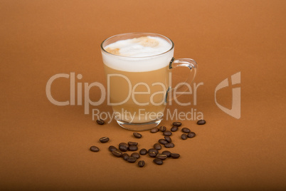 cappuccino on brown background