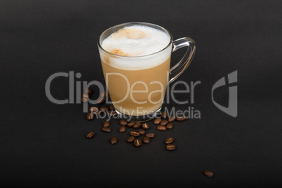 cappuccino on black background