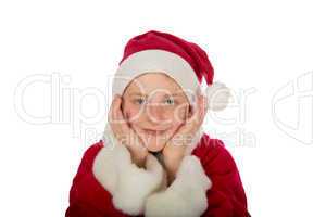 smiling boy as Santa Claus