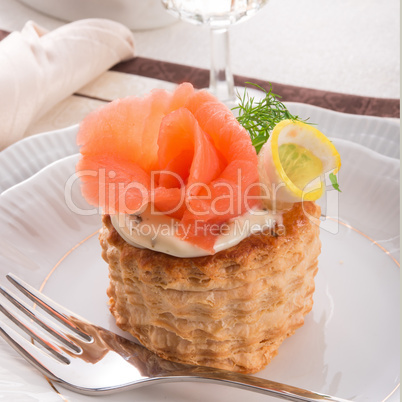 Vol-au-vent with salmon