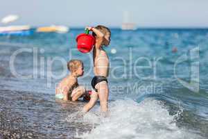 Children on sea beach