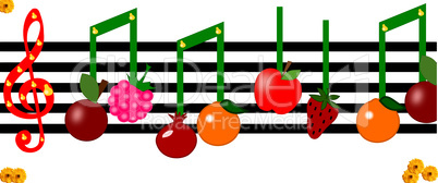 Fruit as notes on a musical figure